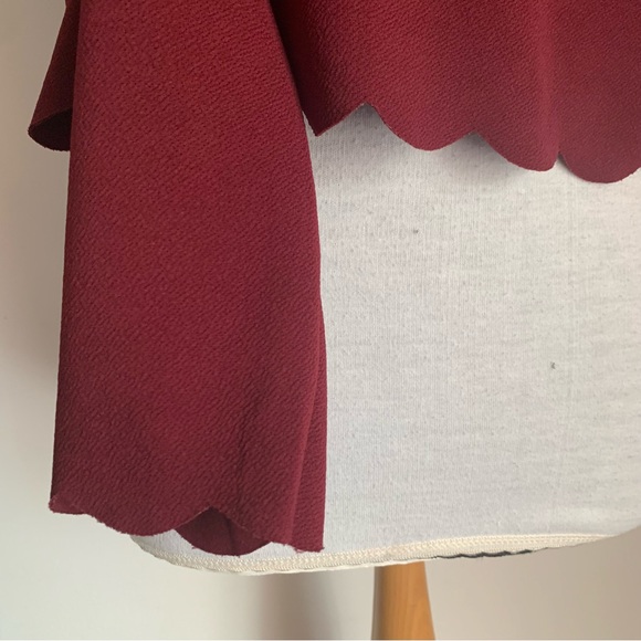 New Look Long Sleeve Top Burgundy Round Neck Stretch Waist Length UK Size 16 - Picture 5 of 8